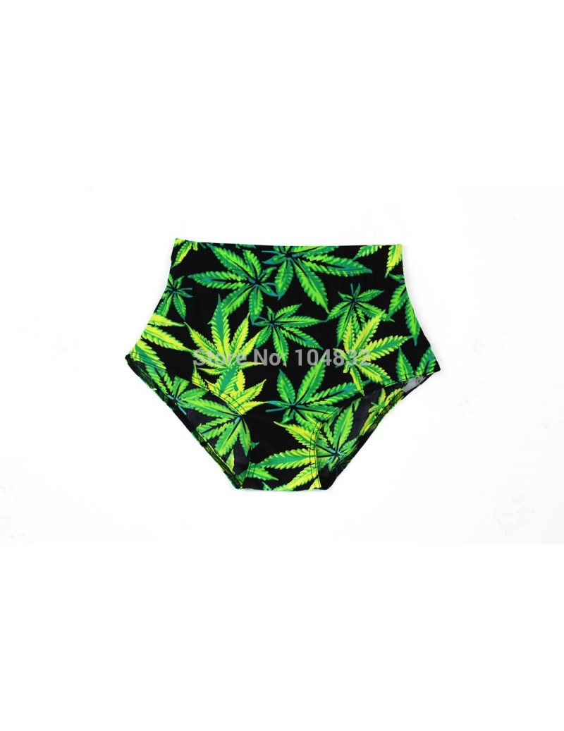 X-005 maple leaf GREEN print shorts High Waist Pants - 23615454410