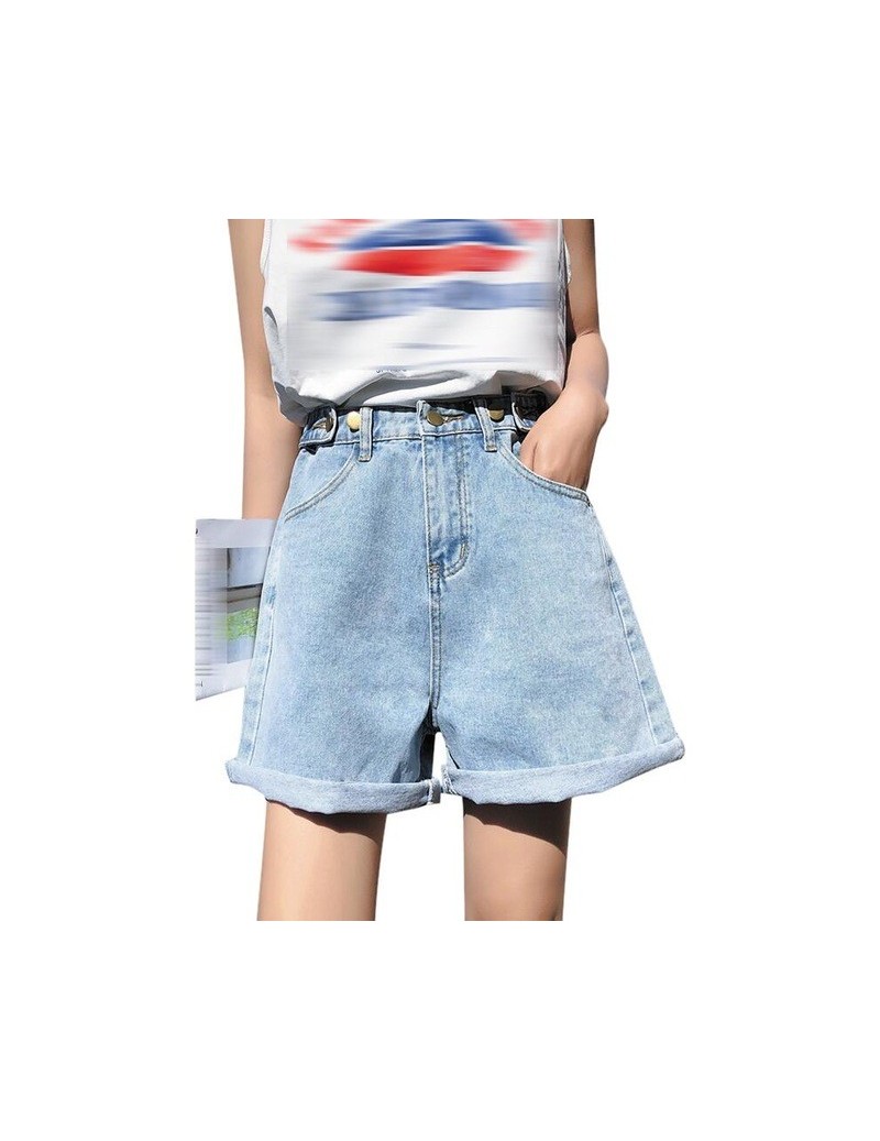Shorts High Waist Women Denim Shorts 2019 New Korean Retro Female Summer Casual Wear A-line Wide Leg Thin Loose Shorts - Blue...