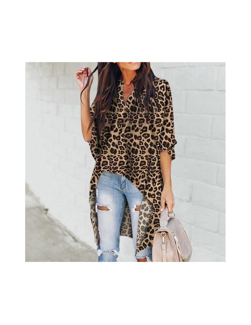 Blouses & Shirts Fashion Women Ladies Summer Leopard Print Blouse Hot Half Sleeve Shirt Loose Casual Long Chiffon Blouse Tops...