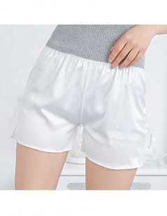 Shorts women plus size 5XL summer breathable shorts imitation satin silk cool short pants bow and floral lace patchwork mini ...