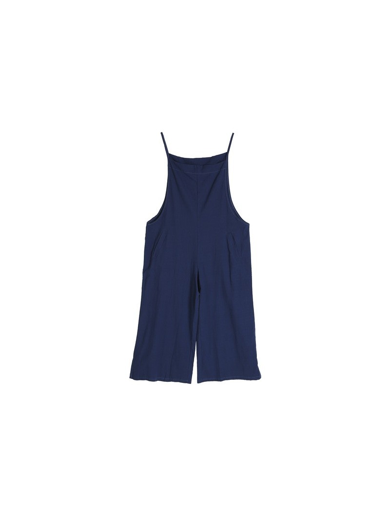 Oversize Women Strap Sleeveless Loose Jumpsuit Casual Dungaree Harem Trousers Solid Overall Jumpsuit - Blue - 463028228922-2