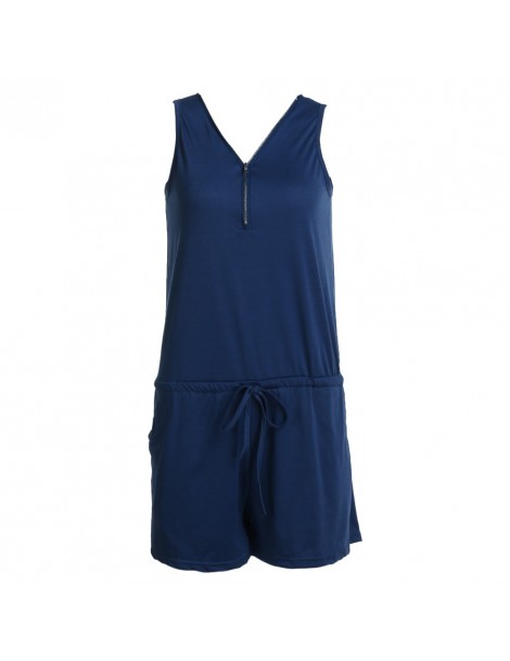 Rompers Summer Women Sleeveless Zipper V Neck Solid Color Vest Jumpsuits Cotton Casual Pocket Loose Beach Jumpsuits Plus Size...