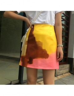 Skirts Painting Print Mini Skirts Summer High Waist Pencil Skirt Beach Warp Skirts With Lining Design Korean Vintage Slim Fit...