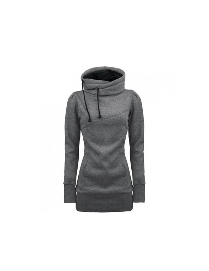 Hoodies & Sweatshirts Women Lady Top Hoodie Long Sleeve Drawstring Pocket Solid Color For Autumn Winter SSA-19ING - Gray - 4T...