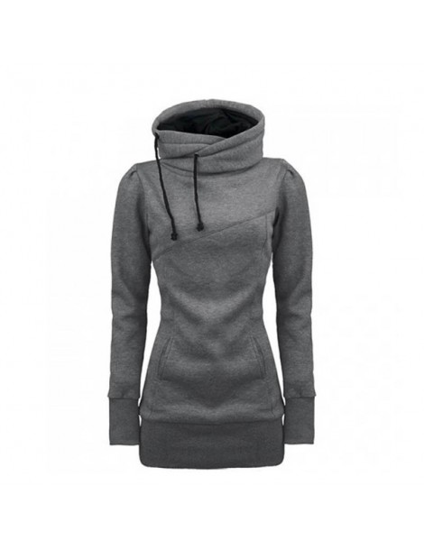 Hoodies & Sweatshirts Women Lady Top Hoodie Long Sleeve Drawstring Pocket Solid Color For Autumn Winter SSA-19ING - Gray - 4T...