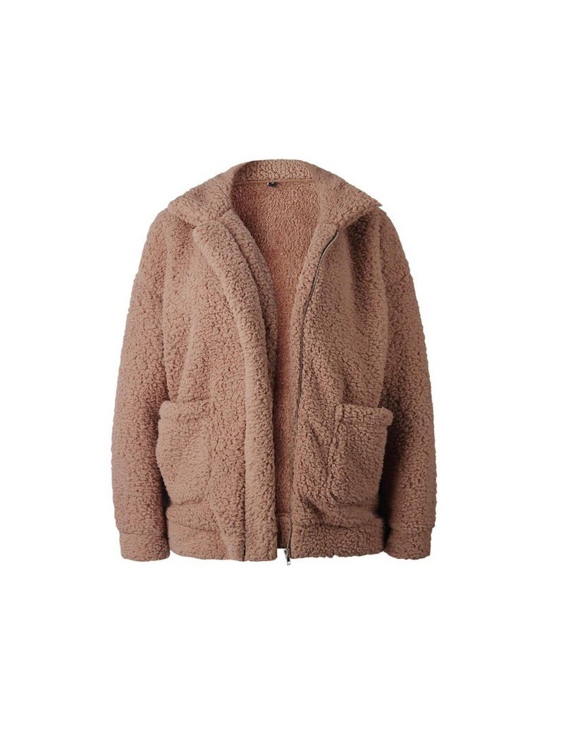 Faux Fur Elegant Faux Fur Coat Women 2018 Autumn Winter Warm Soft Zipper Fur Jacket Female Plush Overcoat Pocket Casual Teddy...