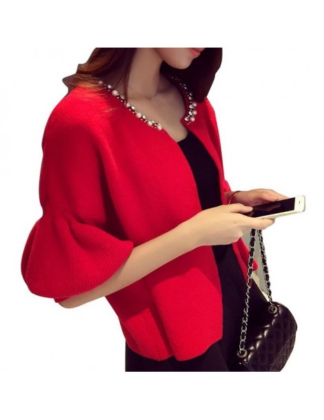 Cardigans 2018 Women Knit Cardigan Sweater Coat Female Fashion Knitted Short Jacket - Red - 4G3062880952-2 $10.73