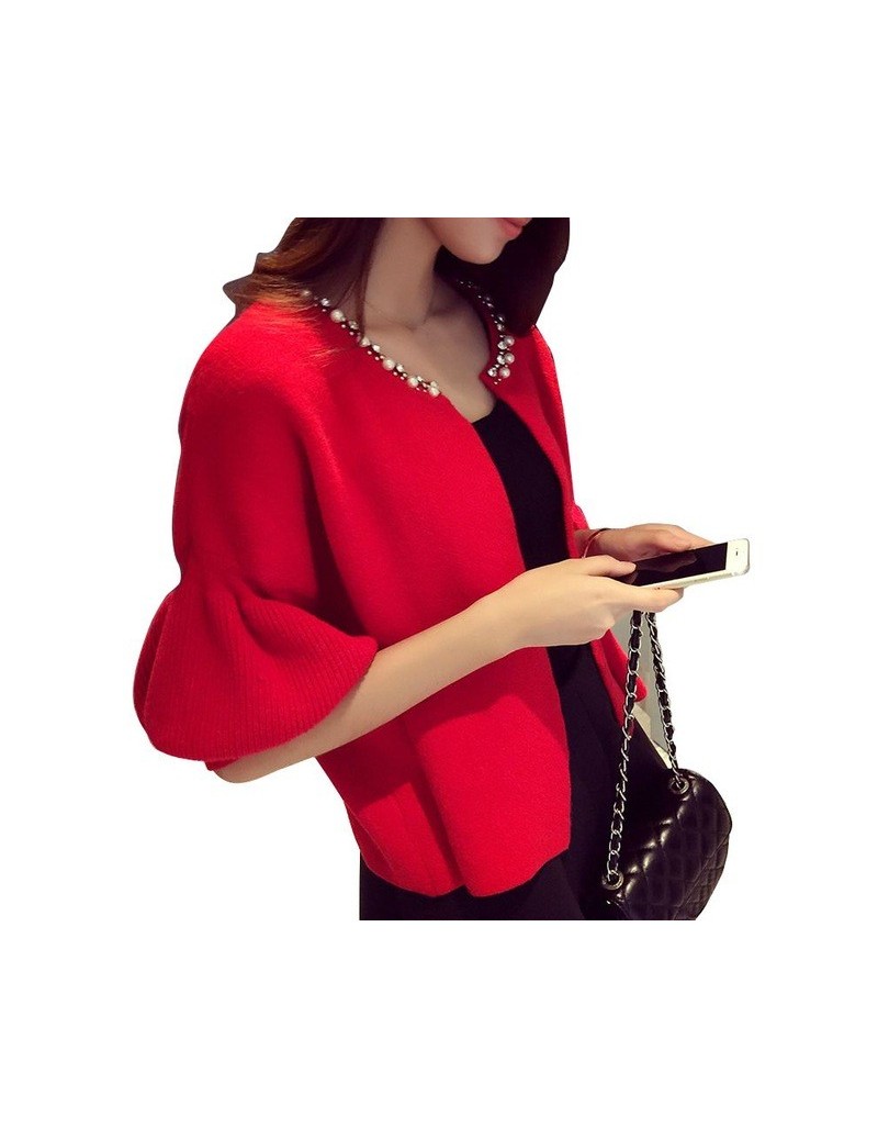 Cardigans 2018 Women Knit Cardigan Sweater Coat Female Fashion Knitted Short Jacket - Red - 4G3062880952-2 $29.27