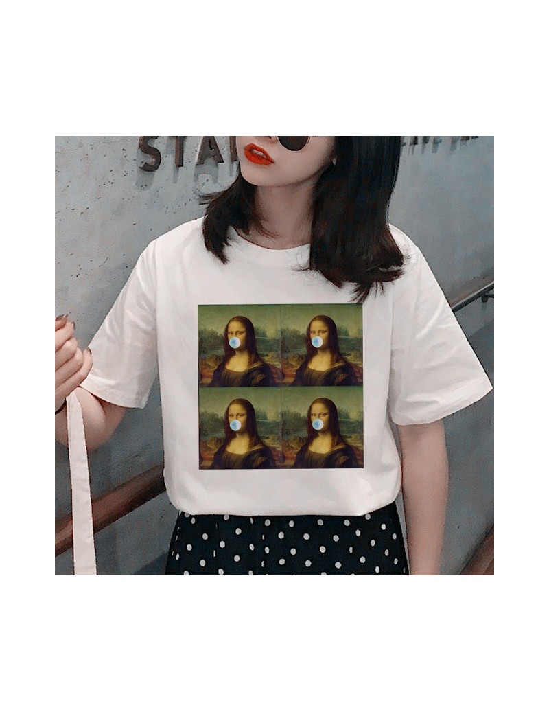 Harajuku Mona Lisa Funny Print T Shirts Women Grunge Aesthetic T-shirt Ullzang Graphic Korean Tshirt 90s Vintage Top Tees Fe...