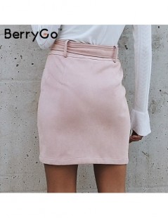 Skirts Fashion zipper rivet suede mini skirts Women high waist sash pink skirts Autumn sexy bodycon skirts female winter 2018...