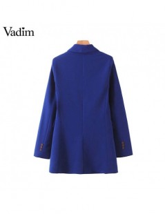 Blazers women formal blue blazer double breasted pockets back split long sleeve female outwear stylish coat tops CA496 - as p...