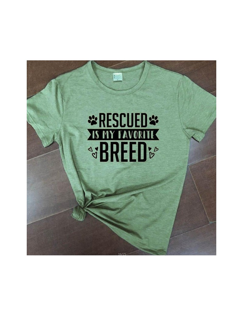 T-Shirts Rescued Is My favorite Breed Adopt Dont Shop Fur Mama Shirt Dog Lover Gift funny slogan graphic aesthetic camisetas ...