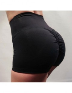 Shorts Women High Waist Back Ruched Hip Lifting Shorts Workout Stretch Gym Bottoms - Black - 413040827359-1 $17.48