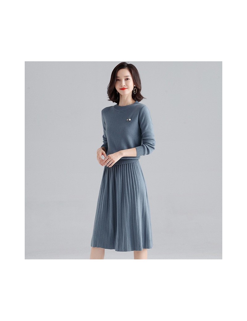 Women's Sets Net red skirt suit early autumn new arrival women's fashion long-sleeved knitted pleated skirt suit knit women's...
