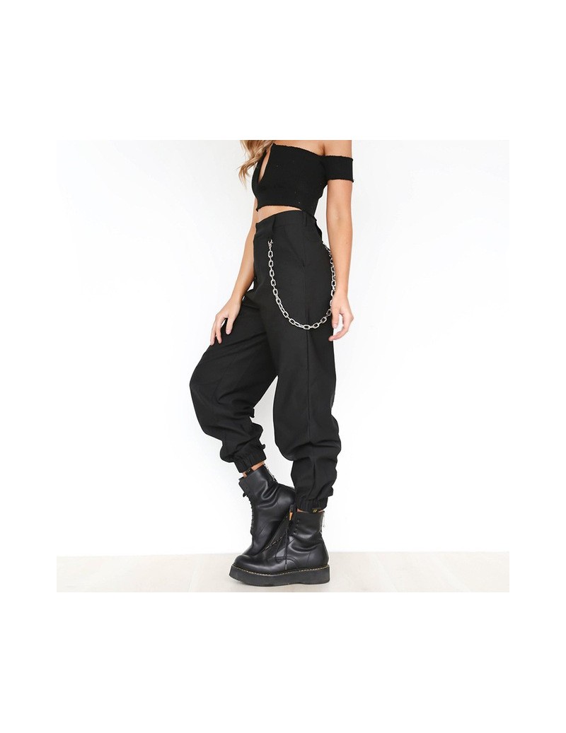 Pants & Capris Women's Black Hip Hop Chains Long Joggers Pants Female High Waist Loose Trousers 2019 Summer Fashion Ladies St...
