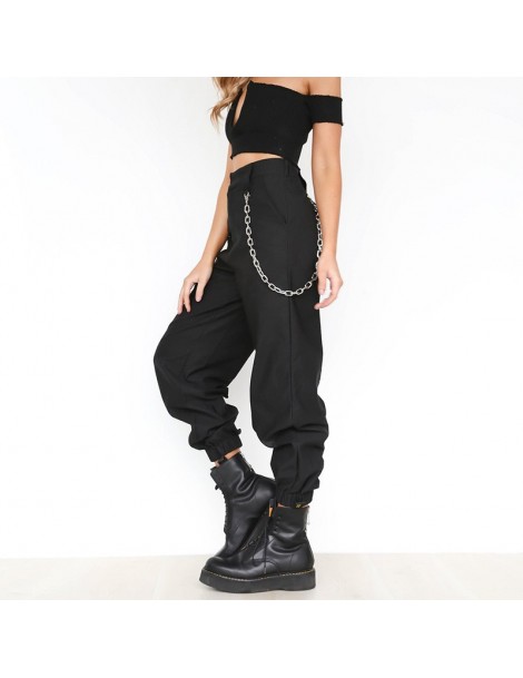 Pants & Capris Women's Black Hip Hop Chains Long Joggers Pants Female High Waist Loose Trousers 2019 Summer Fashion Ladies St...