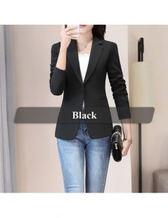 New Fashion Blazer S mple Jacket for Women Two Pockets Candy Color Coat Single Button Outerwear Female Office Lady Tops - Bl...