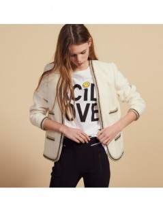 2019 New Women Short Coat Small Fragrance Style Fringe Tweed Open Stitch Suit Jacket - White - 4P3008381492