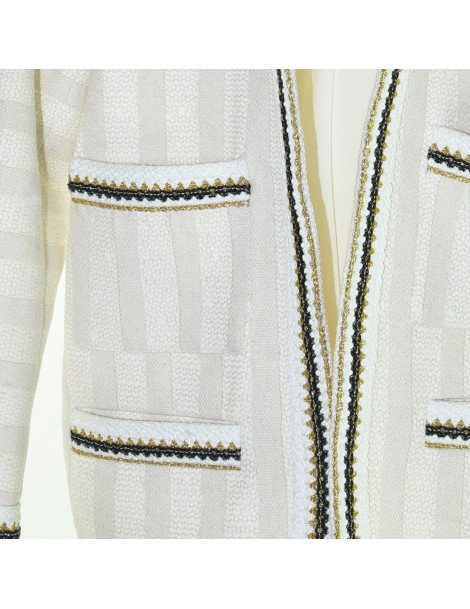 Jackets 2019 New Women Short Coat Small Fragrance Style Fringe Tweed Open Stitch Suit Jacket - White - 4P3008381492 $41.57