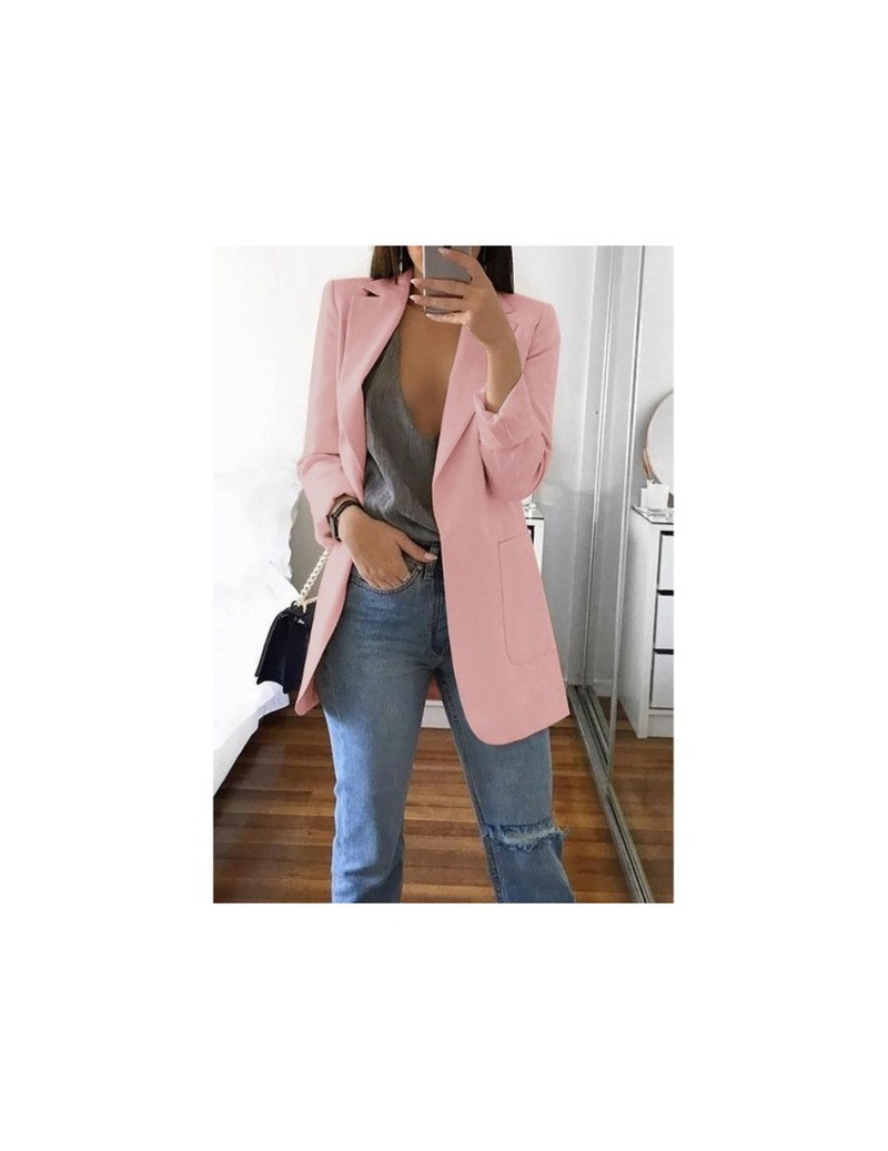Blazers Autumn Womens Jackets And Coats Red Pockets Notched Sexy Plus Size Ladies Blazer Fashion Long Sleeve Oversize Outwear...