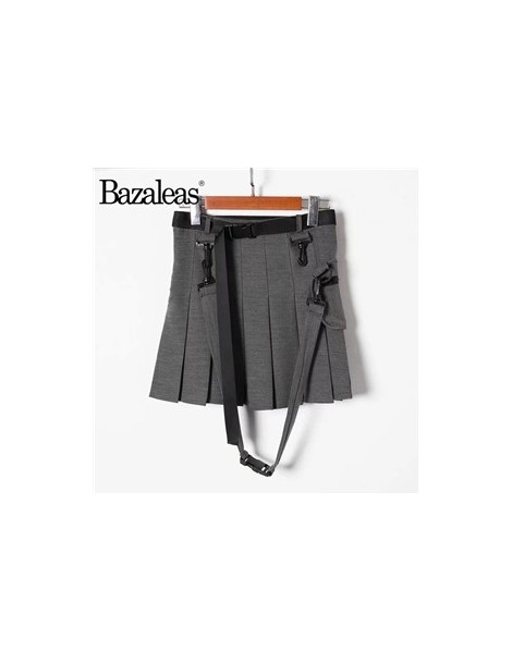 Skirts Women Skirts Sexy harajuku Short Skirts Casual Grey Sashes Fashion Pleated Skirts Punk Mini Skirt Vintage - W2283 grey...
