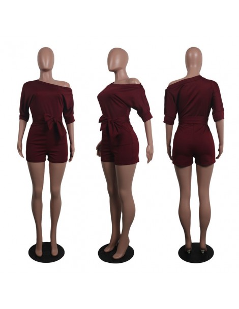 Rompers New Fashion Short Jumpsuit Romper Women Off Shoulder Casual Playsuit With Pocket High Waist Eleganrt Jumpsuit Female ...