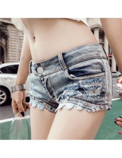 Shorts Sexy Night Club Mini Denim Short Women Summer Hollow Out Ripped Harajuku kawaii Jeans Shorts Diamond Lace Patchwork Sh...