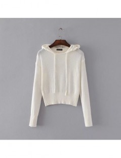 Pullovers Women Spring white Knitted Hooded Sweater Casual Knitting Grey Pullovers Ladies autumn Long Sleeve Loose knitted Cr...
