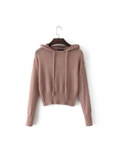 Pullovers Women Spring white Knitted Hooded Sweater Casual Knitting Grey Pullovers Ladies autumn Long Sleeve Loose knitted Cr...
