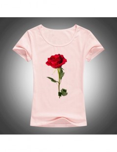 T-Shirts Summer new cotton short-sleeved T-shirt women's lover red rose print fashion T-shirt Harajuku women's fashion short ...