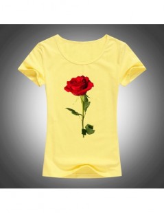 T-Shirts Summer new cotton short-sleeved T-shirt women's lover red rose print fashion T-shirt Harajuku women's fashion short ...