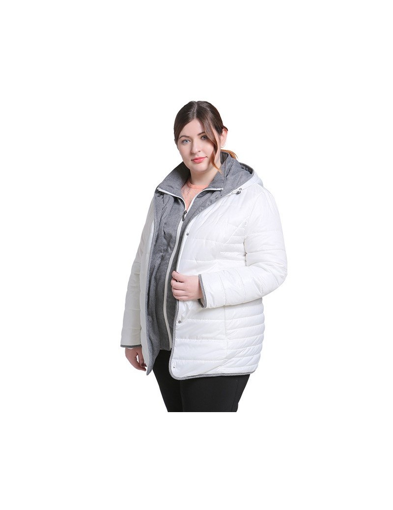 Parkas Women jacket 2019 Spring Winter Parkas fashion Ladies coats with hood quilting outerwear plus size 5XL 6XL 7XL - white...