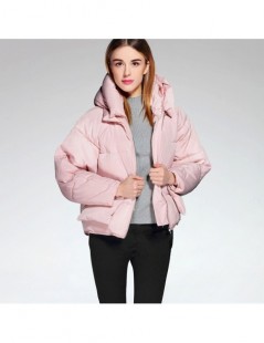 Parkas Winter Coat Women Casual Pockets Hooded Loose Down Jacket Female Short Slim Cotton Padded Warm Thicken Parkas - Pink -...