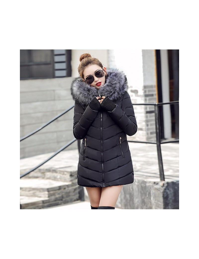 winter jacket women parka oblique zipper with hat long womens winter jackets and coats camperas mujer invierno 2019 - Black ...