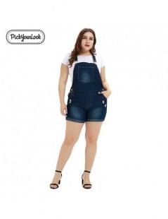 Rompers Plus Size Women Jumpsuits Denim Blue Pocket Female Rompers Overalls Summer Playsuit Fashion Belted Ladies Overalls - ...