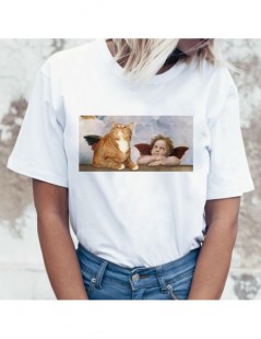 T-Shirts New Funny Cat Casual Short Sleeve T Shirt for Women Harajuku New Summer T-shirt Kawaii Cats White Tshirt Fashion Top...