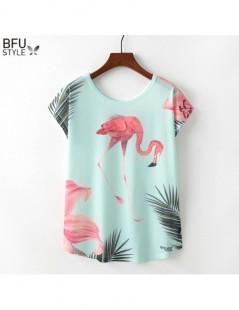 T-Shirts M-3XL Plus Size Flamingos T-shirts Women Summer Kawaii Tees Short Sleeve Tops Harajuku T Shirts Female Sexy Girl Clo...