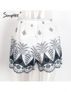 Shorts Embroidery tassel high waist shorts women Drawstring loose print shorts Casual fringe beach summer shorts femme 2018 -...