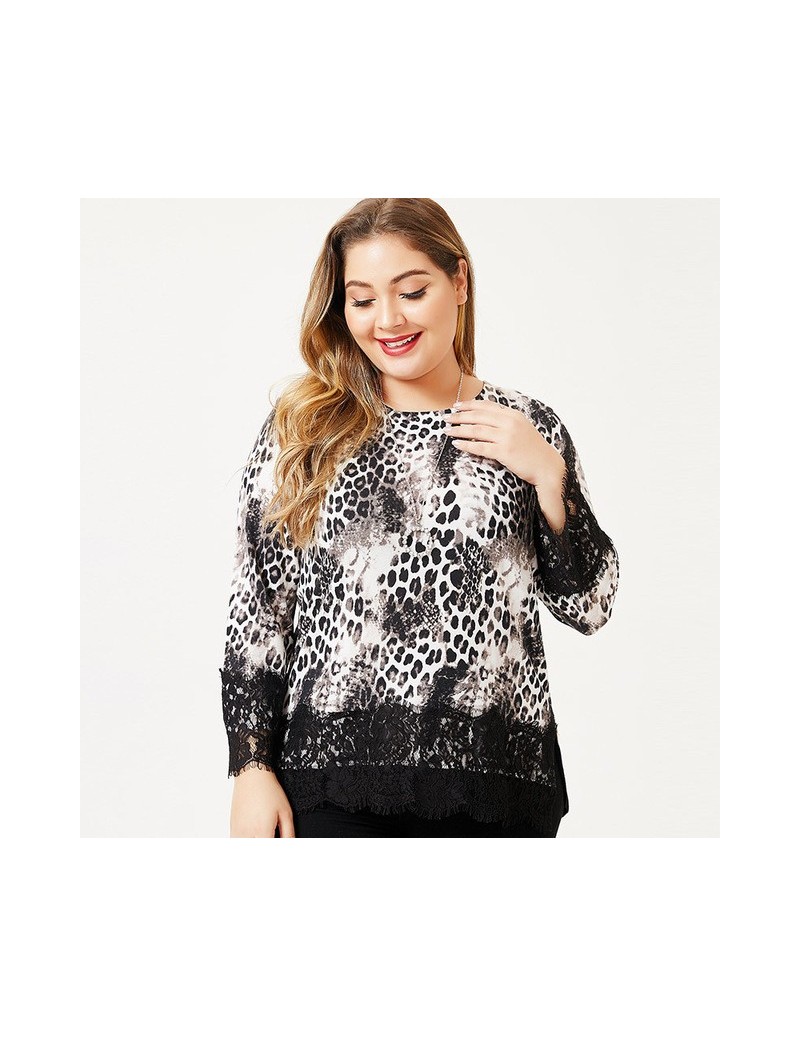 2019 autumn Plus Size womens Long sleeve Leopard t shirt fashion Ladies femal Vintage Sexy Knitted tops and blouses - Black ...
