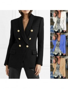 Blazers Women Ladies Long Sleeve Slim Blazer Suit Coat Work Jacket Formal Suit Plus Size - Khaki - 5L111256310228-3 $23.05
