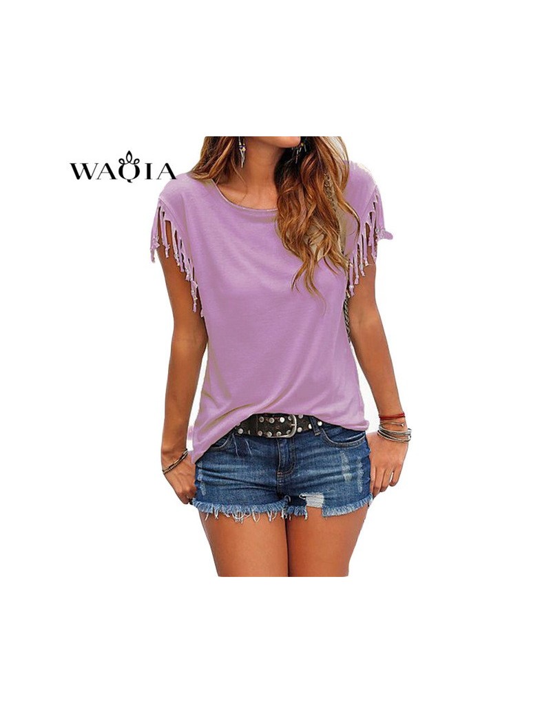 Short Sleeve Women Shirts Sexy O-neck Solid Women Top and Blouses Casual Loose Cotton Shirt Female Tassel Blouse Plus Size 5...