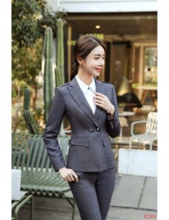 Pant Suits High Quality - Formal Grey Blazer Women Business Suits with Pant and Jacket Set Ladies Work Wear Office Uniform St...