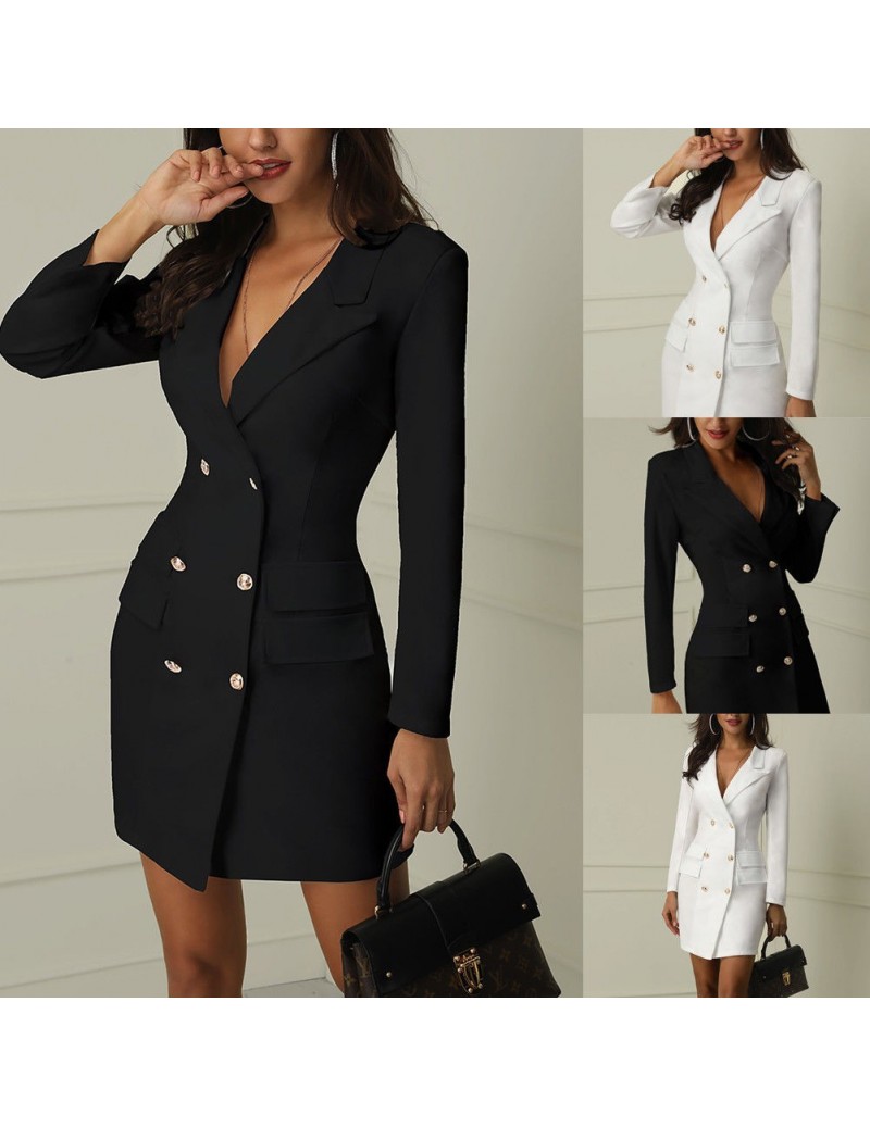 Autumn Winter Suit Women Long Blazer Casual Double Breasted Pocket Jackets Womens Elegant Long Sleeve Blazers Outerwear XXL ...