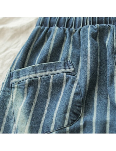 Pants & Capris New Casual Plus Size 2019 Spring Striped Elastic Waist Women Pants Cotton Denim Loose Ankle-Length Harem Pants...