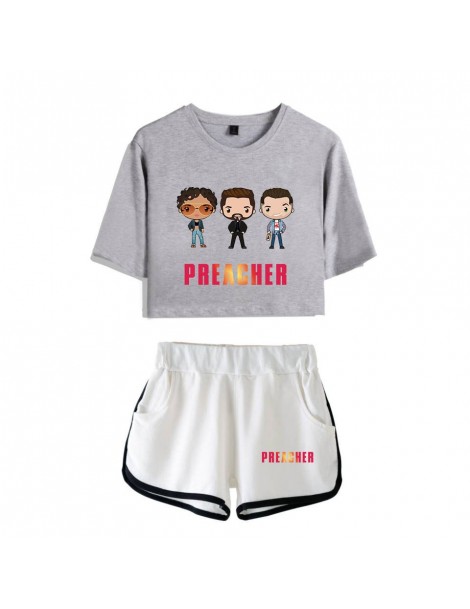 Women's Sets Preacher 2pc set streetwear navel T-shirt + shorts sets 2019 comfy women's shorts set 100% cotton - C02100 - 4 -...