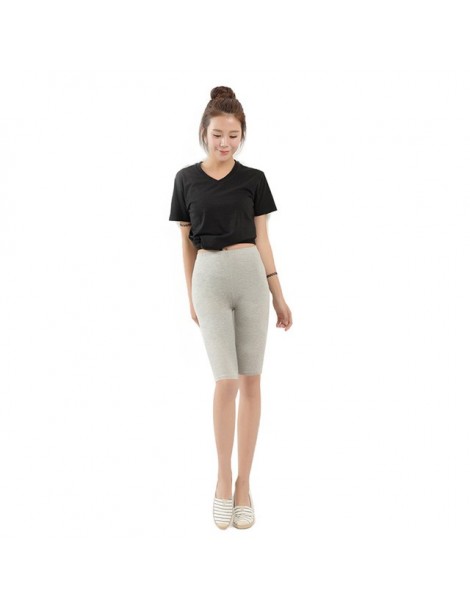 Shorts Women Knee Length Elastic Solid Color Ladies Casual Trousers Fitness Plus Size 3-5XL XRQ88 - Gray - 4R3998496723-2 $10.56