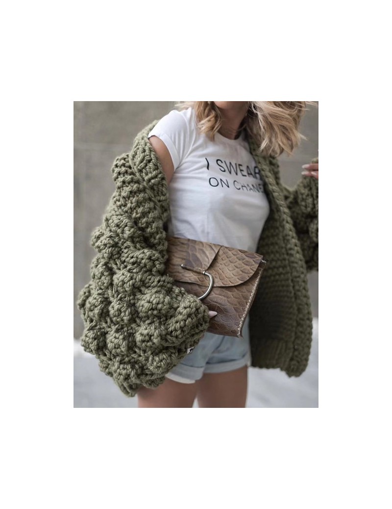 Manual Customized Crochet Knitted Lantern Sleeve Jacket Women Thick Warm Sweaters Cardigans Runway Designer Casaco Feminino ...