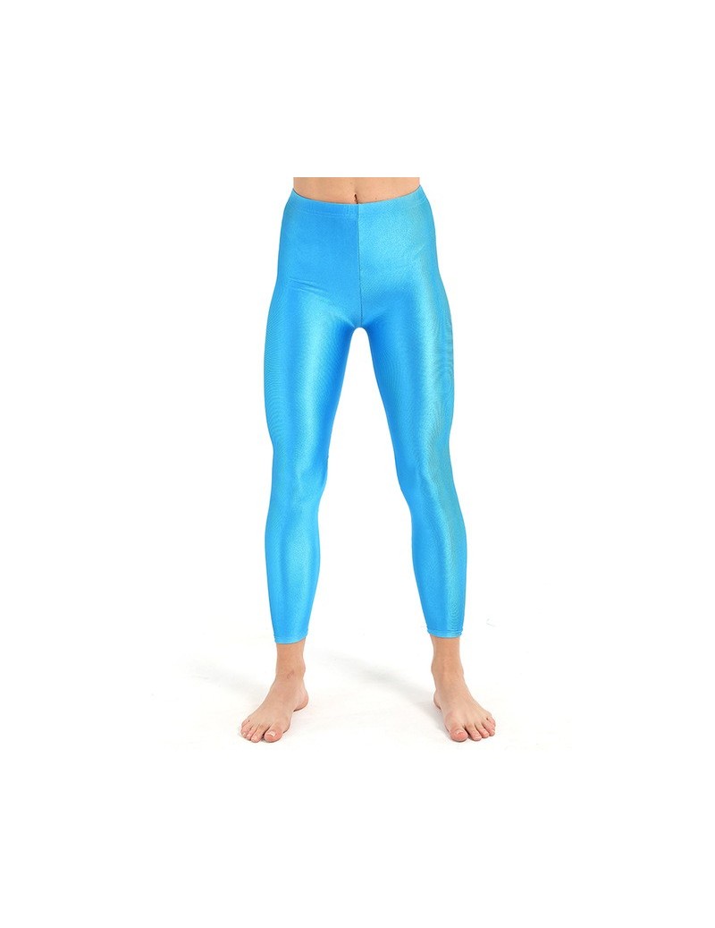 Women Fitness Push UP Leggings Plus Size Fluorescent Leggings Ladies Shiny Leggins High Waist Stretchy Female Pants - Sky Bl...