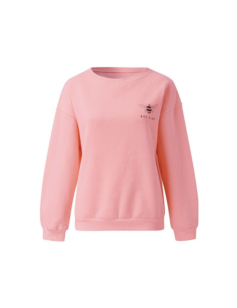 women t shirt autumn and winter long sleeves Women's Autumn Fashion Sweatshirts Bee Kind Letter Print Casual Loose - Pink - ...