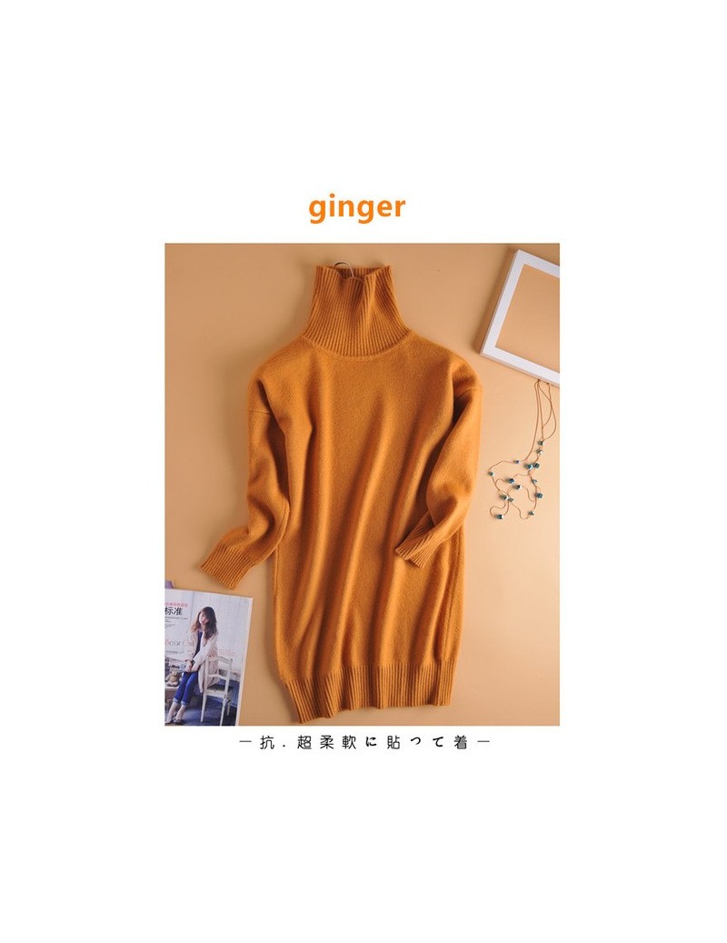 Pullovers Loose Cashmere Blended Knitted Long Sweater Women Tops Autumn Winter Female Pullover Turtleneck Full Sleeve Solid C...